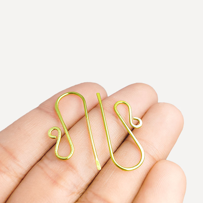 Handcrafted 18K Gold Overlay Spiral Hook Earring Wire From India