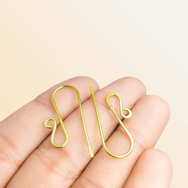 Handcrafted 18K Gold Overlay Spiral Hook Earring Wire From India
