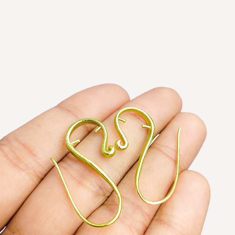 Handcrafted 18K Gold Overlay S-Hook Earring Wire From India