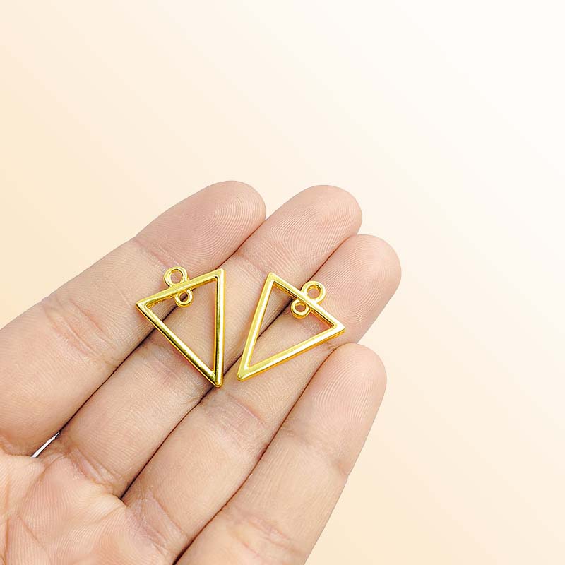 Handcrafted 18K Gold Overlay Triangle Frame Jewelry Connector From India