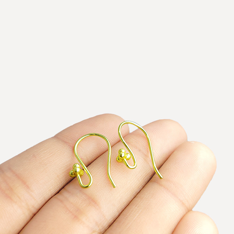 Handcrafted 18K Gold Overlay Elongated Loop Earring Wire From India