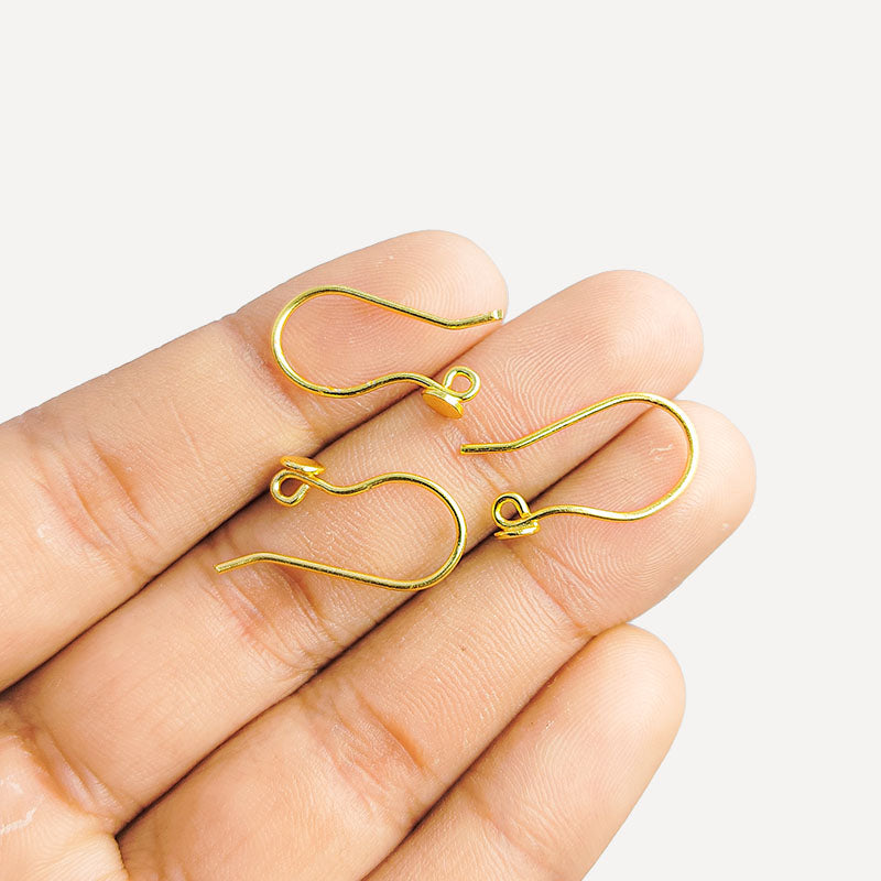 Handcrafted 18K Gold Overlay Round Pad Earring Wire From India