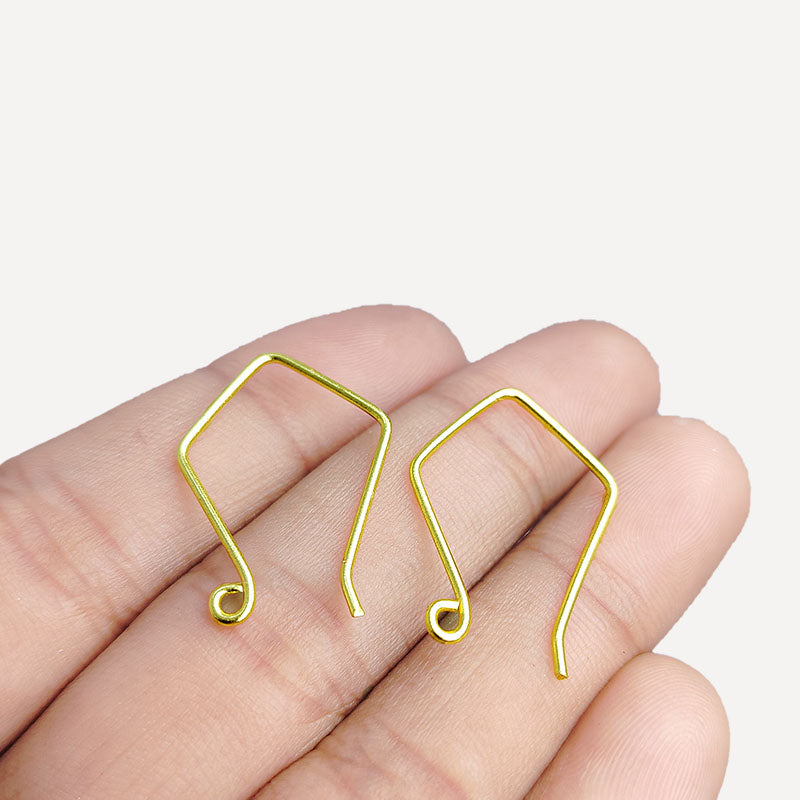 Handcrafted 18K Gold Overlay Geometric Diamond Earring Wire From India