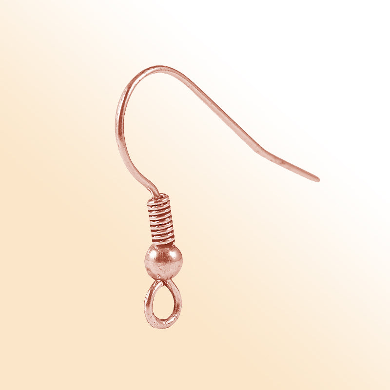 Handcrafted Rose Gold Overlay Coil Ball Hook Earwire From India For Designer Earrings