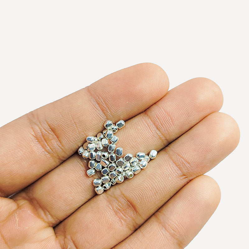 Handcrafted Silver Overlay Crimp Bead from India with polished finish