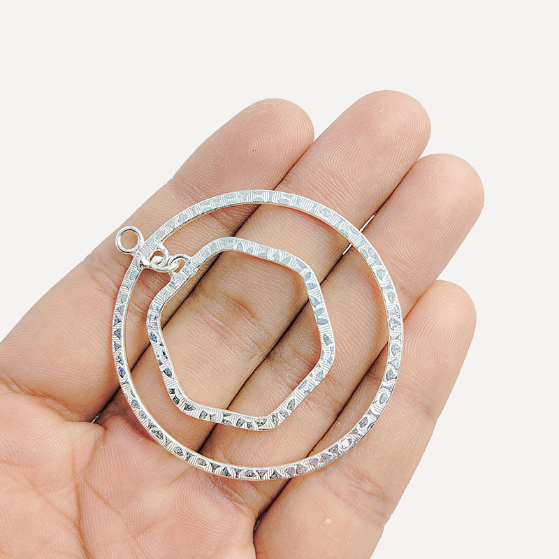 Handcrafted Silver Overlay Over copper chandelier earring finding with multiple loops for DIY statement jewelry making, artisan quality from India.