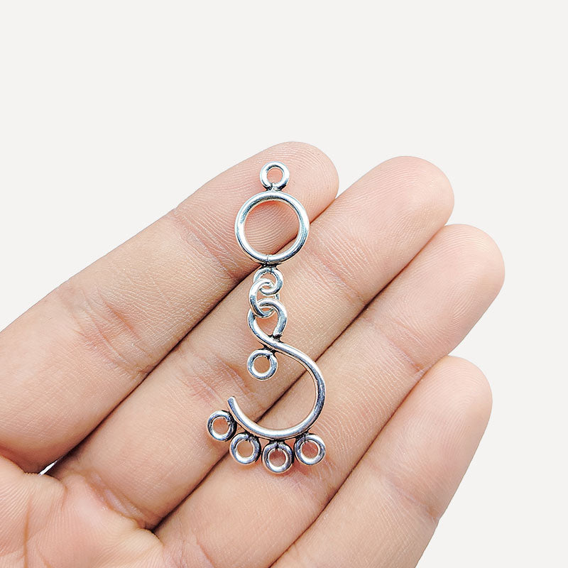 Handcrafted Silver Overlay Spiral Drop Earwire from India with polished artistic finish