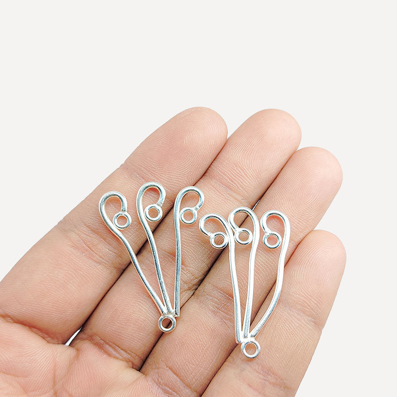 Handcrafted Silver Overlay Triple Drop Earwire from India with polished silver overlay finish