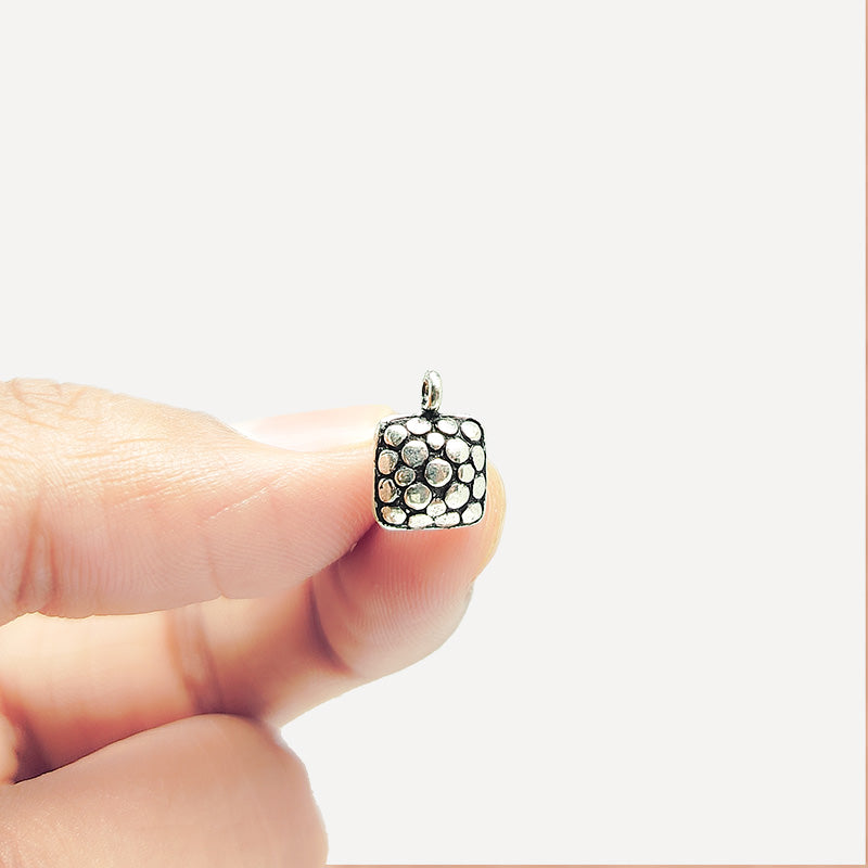 Handcrafted Silver Overlay Square Stud Earwire from India with polished silver overlay finish