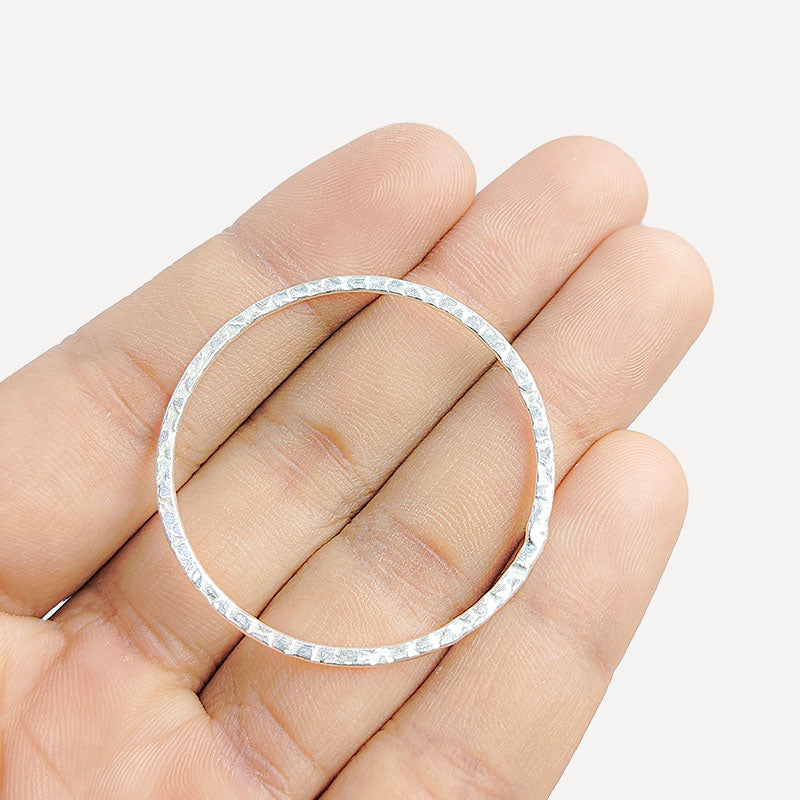 Handcrafted Silver Overlay Hammered Round Connector from India with polished silver overlay finish