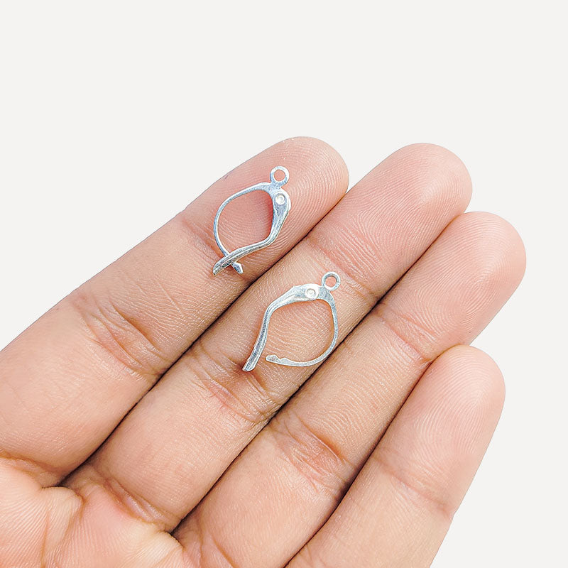 Handcrafted Silver Overlay Lever Back Earwire from India with polished silver overlay finish