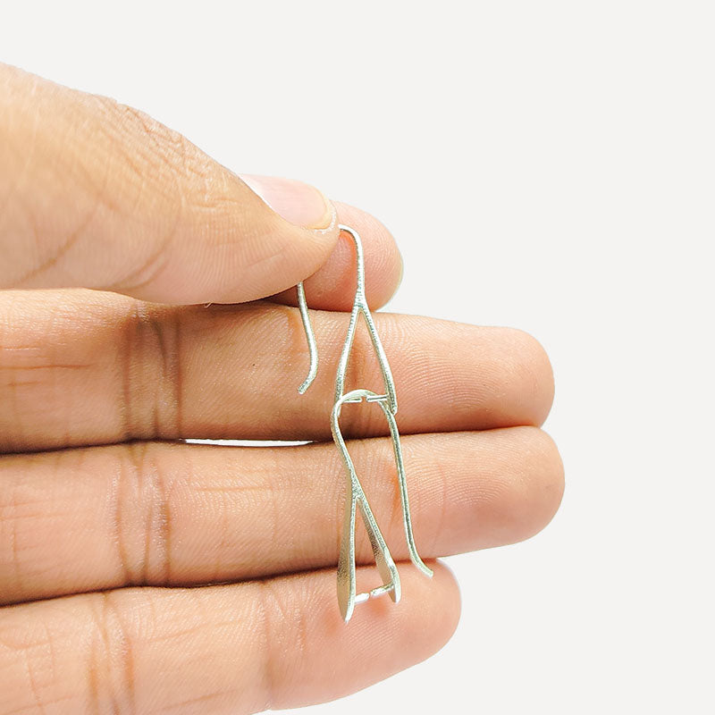 Handcrafted Silver Overlay Open Frame Earwire from India with polished silver overlay finish