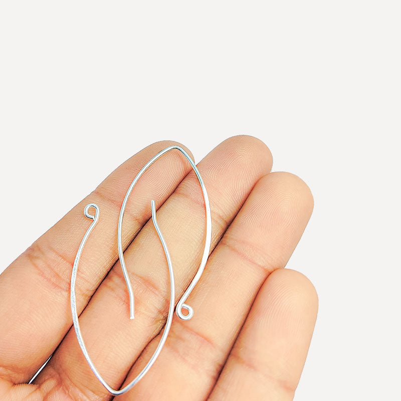 Contemporary silver overlay marquise earwire handcrafted in India