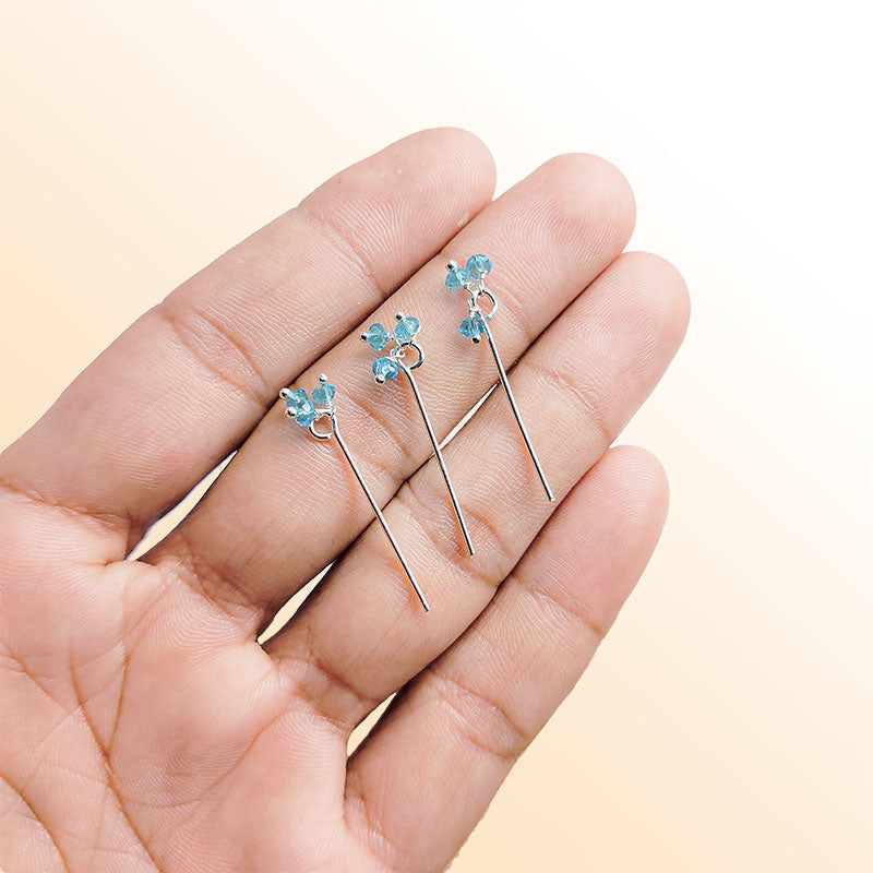 Handcrafted silver overlay headpin with blue quartz beads made in India