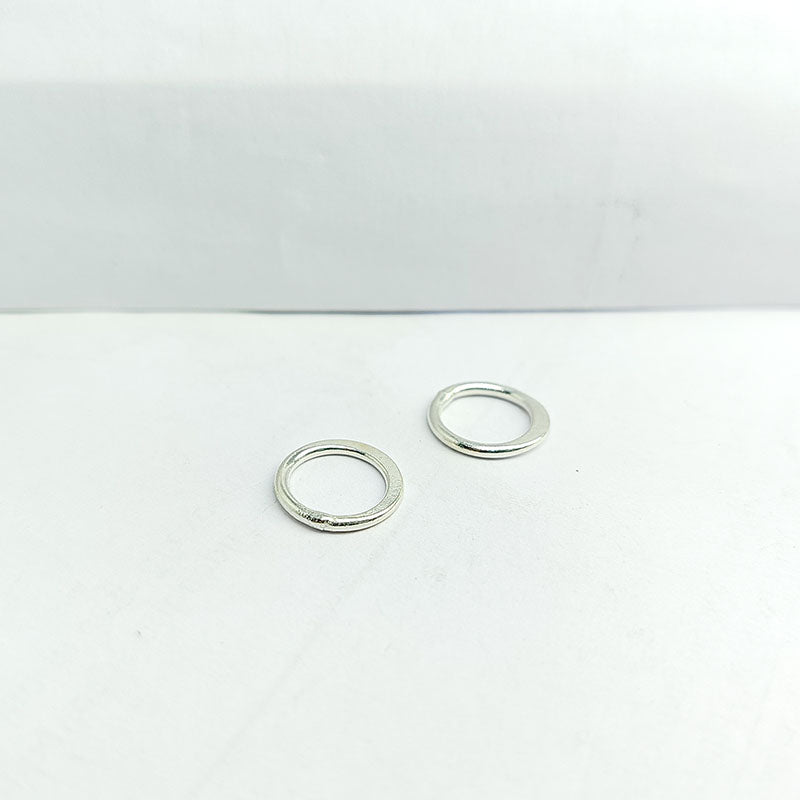 Elegant silver overlay textured hoop ring with oxidized finish, handcrafted in India, minimalist artisan jewelry.