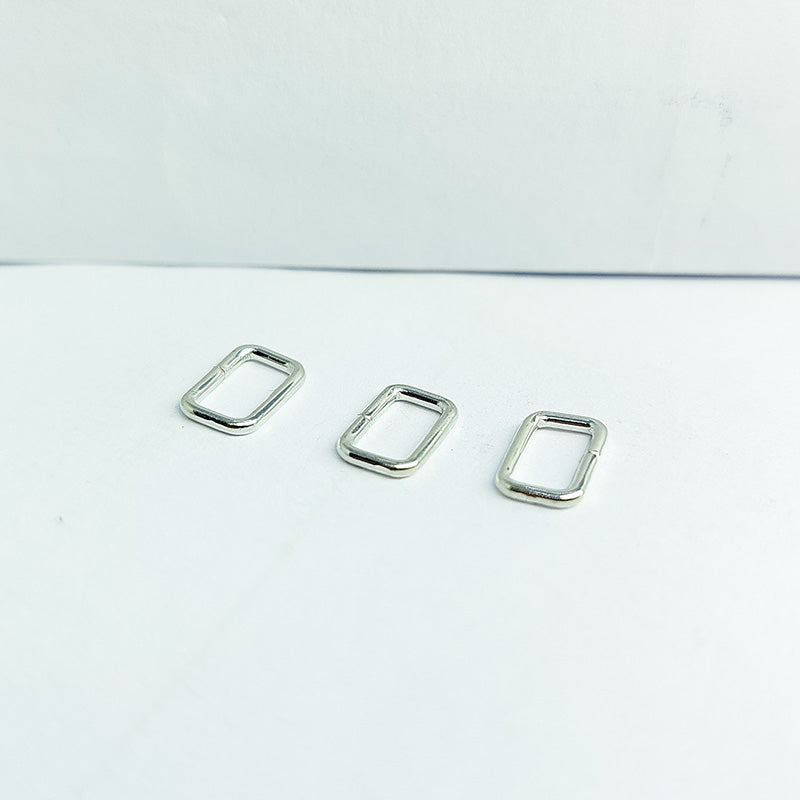 Luxury silver overlay rectangular open jump ring with polished finish, handcrafted in India for modern jewelry making.