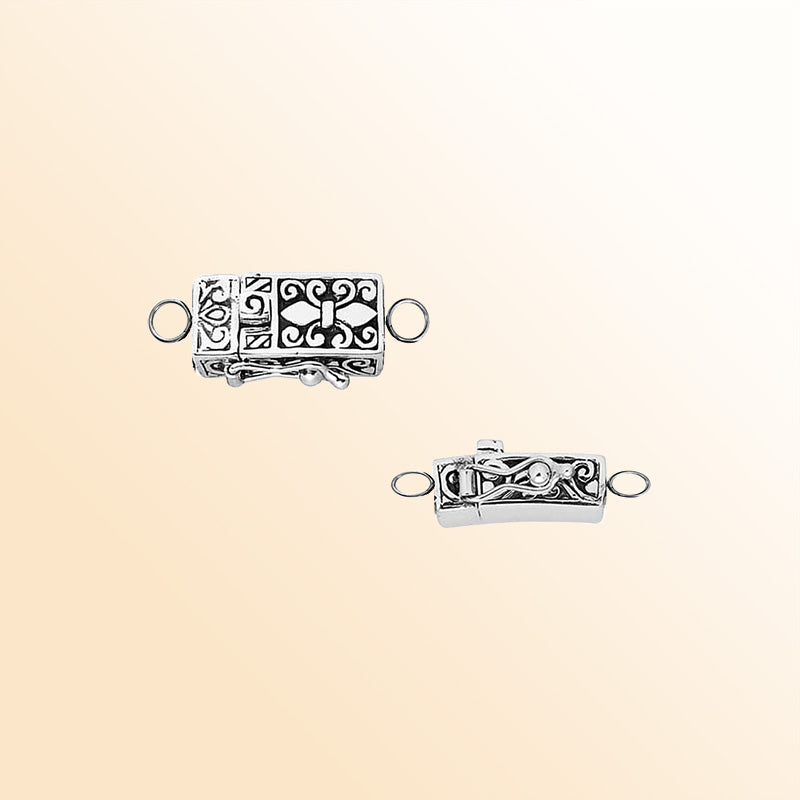 Sterling Silver India handcrafted ornate clasp lock featuring engraved scrollwork decorative jewelry connector