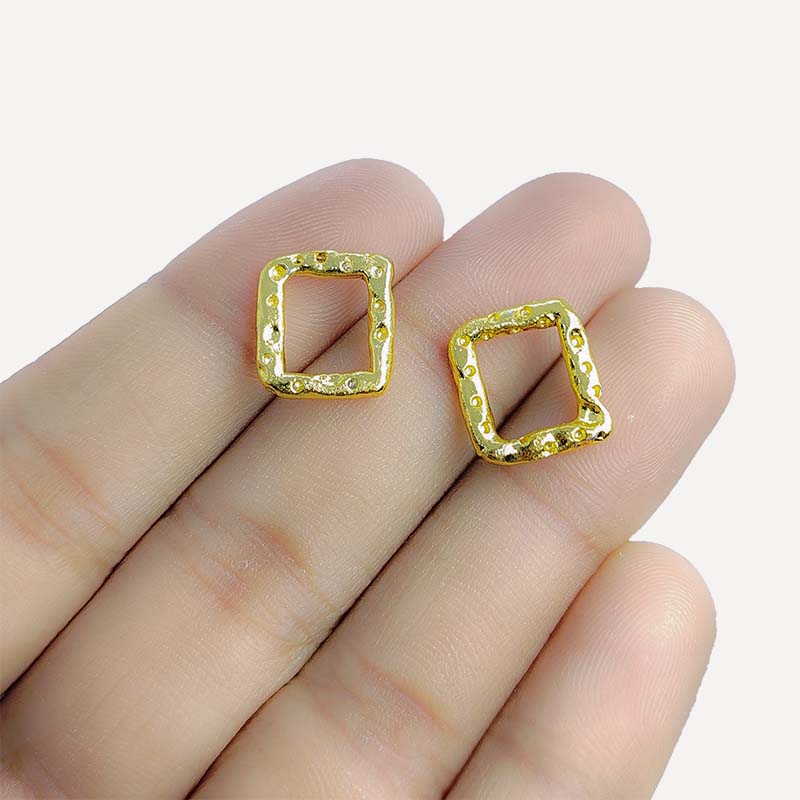 Handcrafted 18K Gold Overlay Over Copper textured rectangle connector jewelry component made in India