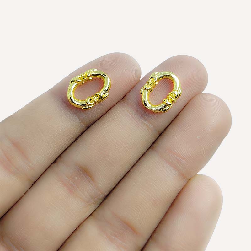 Handcrafted 18K Gold Overlay Over Copper oval connector jewelry component made in India