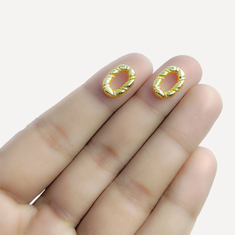 Handcrafted 18K Gold Overlay Over Copper braided oval connector jewelry component made in India