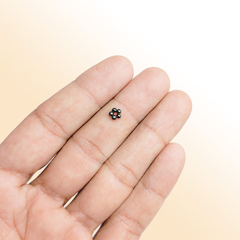 Handcrafted black rhodium overlay beaded floral copper spacer bead from India for modern jewelry designs