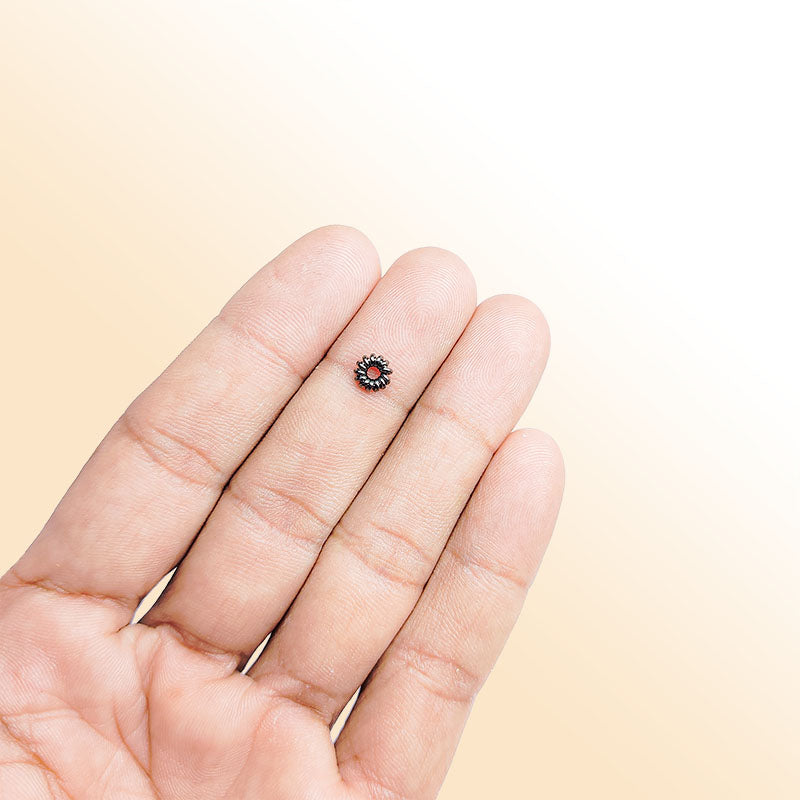 Handcrafted black rhodium overlay spiral copper spacer bead from India for modern jewelry designs