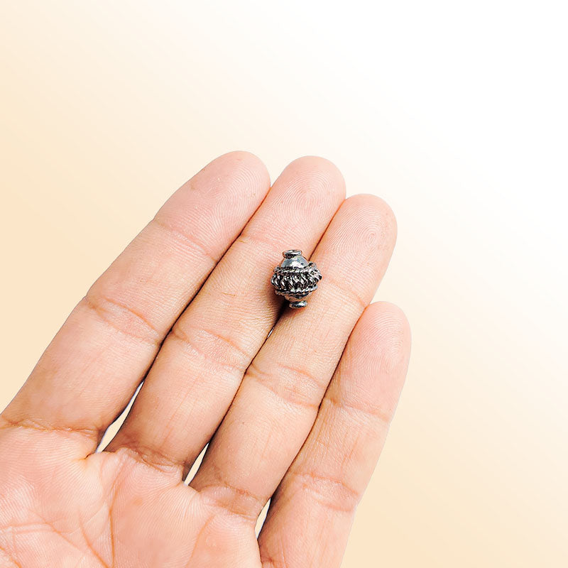 Handcrafted black rhodium overlay rope beaded dome copper spacer bead from India for modern jewelry designs