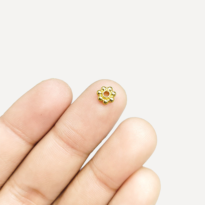 Handcrafted 18K Gold Overlay daisy bead from India for elegant jewelry designs