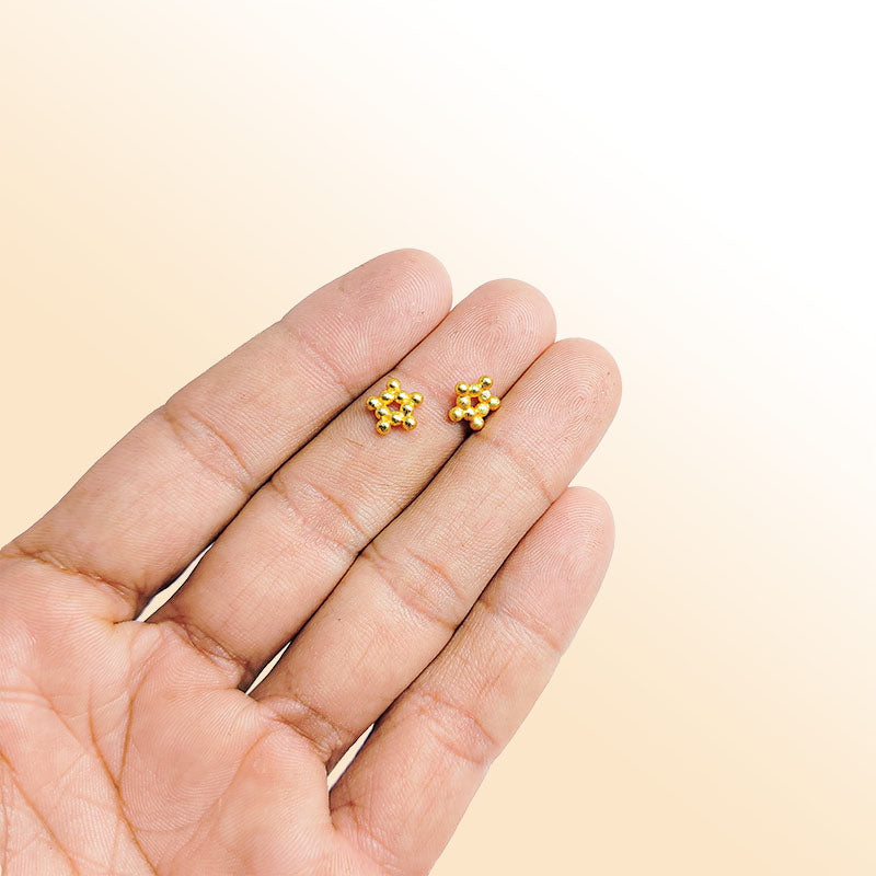 18K Gold Overlay Over Copper decorative beaded spacer handcrafted in India with polished gold finish.