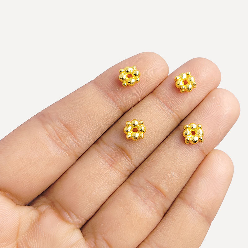 18K gold overlay beaded spacer jewelry accent handcrafted in India