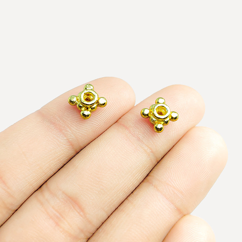 Decorative 18K gold overlay spacer beads, handcrafted artisan jewelry from India