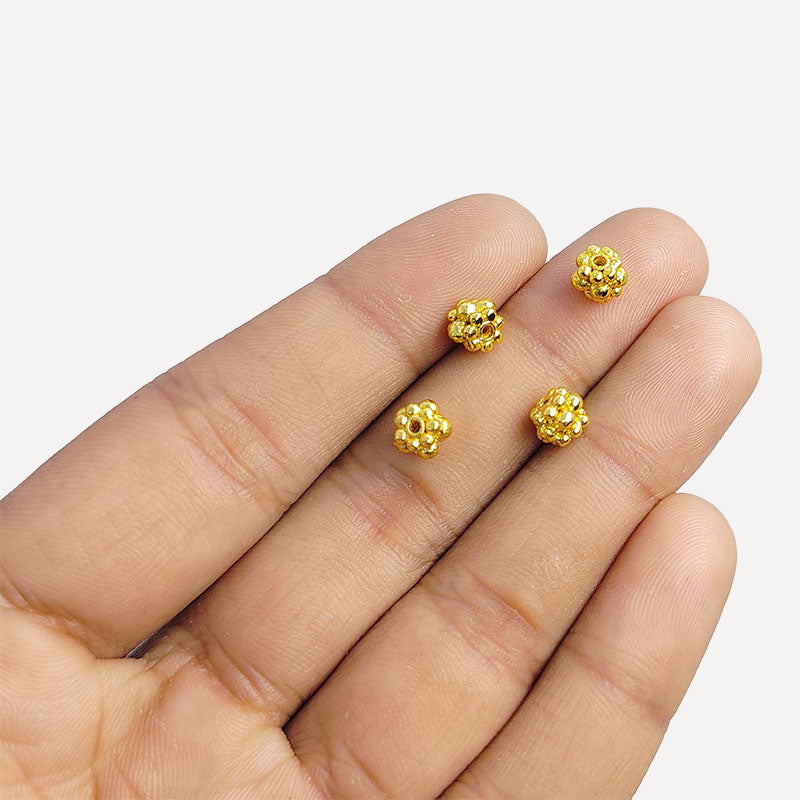 18K Gold Overlay Over Copper Floral Spacer Beads, beautifully handcrafted in India