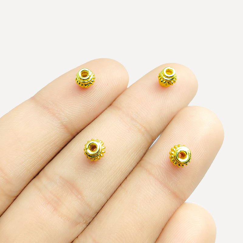 18K gold overlay ribbed Bali spacer bead handcrafted in India for retail and DIY jewelry designs