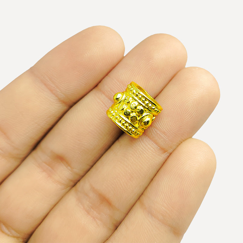 18K gold overlay studded barrel Bali spacer bead handcrafted in India for retail and DIY jewelry designs