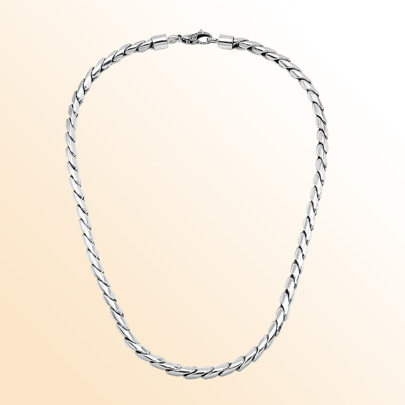 Handcrafted Sterling Silver Bali Necklace Chain With Reflective Links And Lobster Clasp.