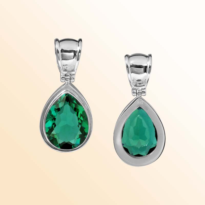 Handcrafted Sterling Silver Green Quartz Pear Pendant Featuring Radiant Faceted Teardrop In Sleek Bezel Setting