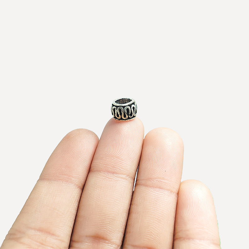 Silver Overlay Over Copper abstract wave spacer charm, handcrafted in India for handmade jewelry designs.