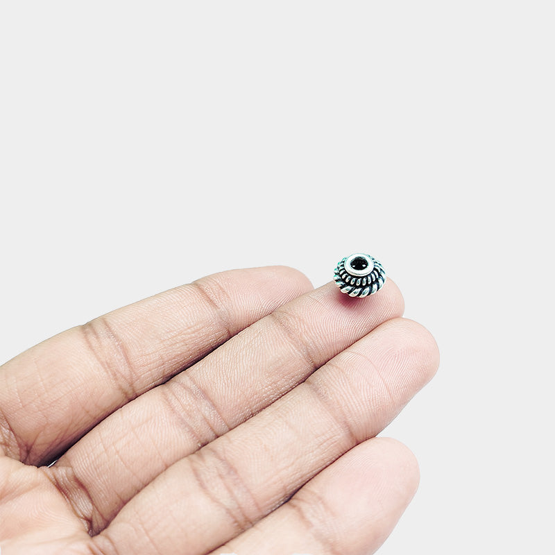 Silver Overlay Over Copper spacer beads handcrafted in India, decorative metal spacers for jewelry making.