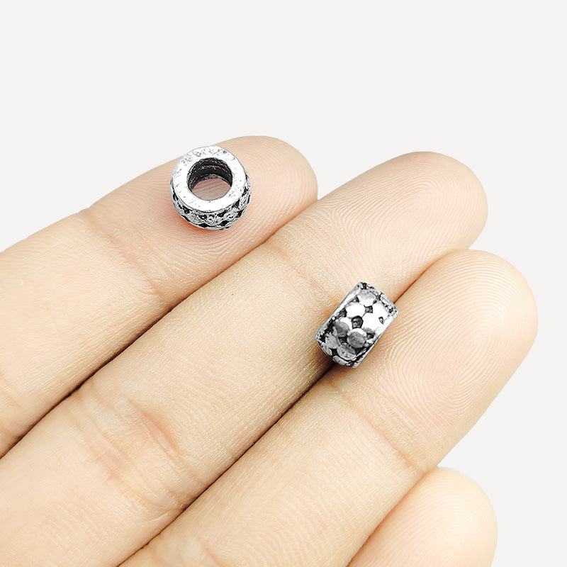 Silver Overlay Over Copper Handcrafted Spacer Beads With Oxidized Finish Made In India For Jewelry Making