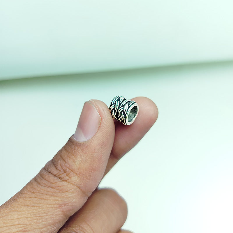 Silver Overlay Over Copper handcrafted spacer bead with antique silver finish inspired by Indian jewelry