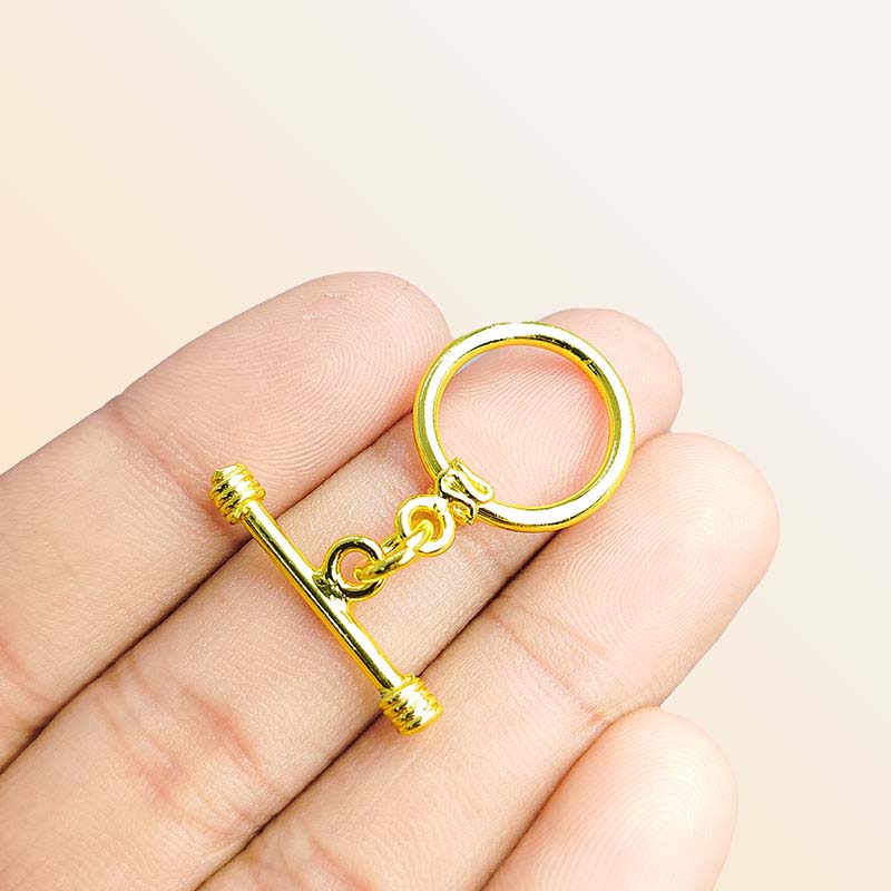 Handmade 18K Gold Overlay Toggle Clasp with polished finish for necklaces and bracelets