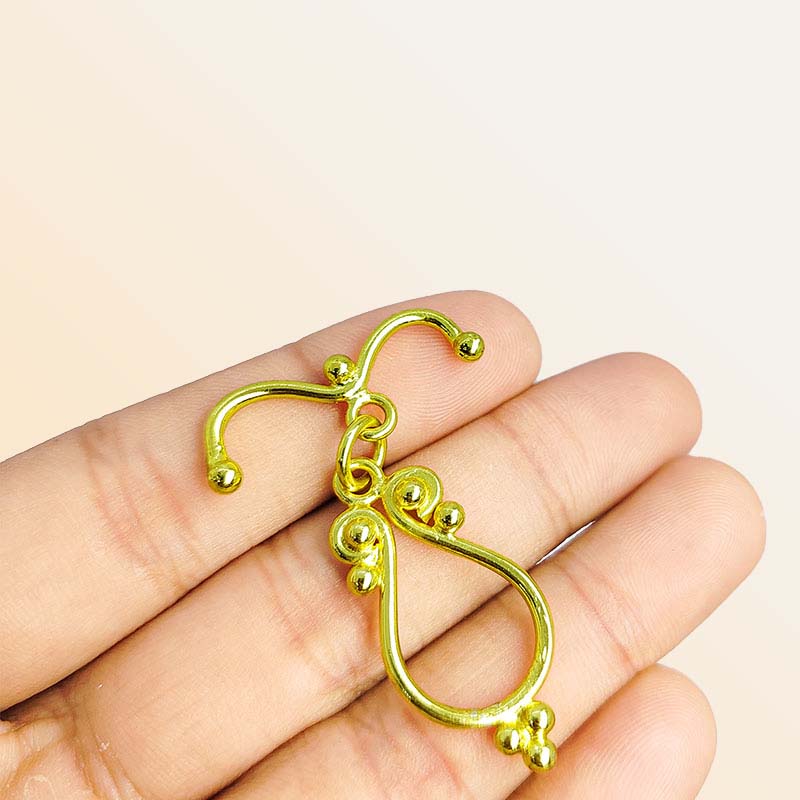 Handmade 18K Gold Overlay Decorative Teardrop Toggle Clasp with polished golden finish for bracelets and necklaces