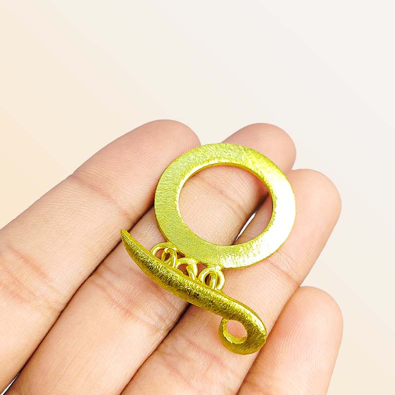 Handmade 18K Gold Overlay Toggle Clasp with textured round loop for jewelry making