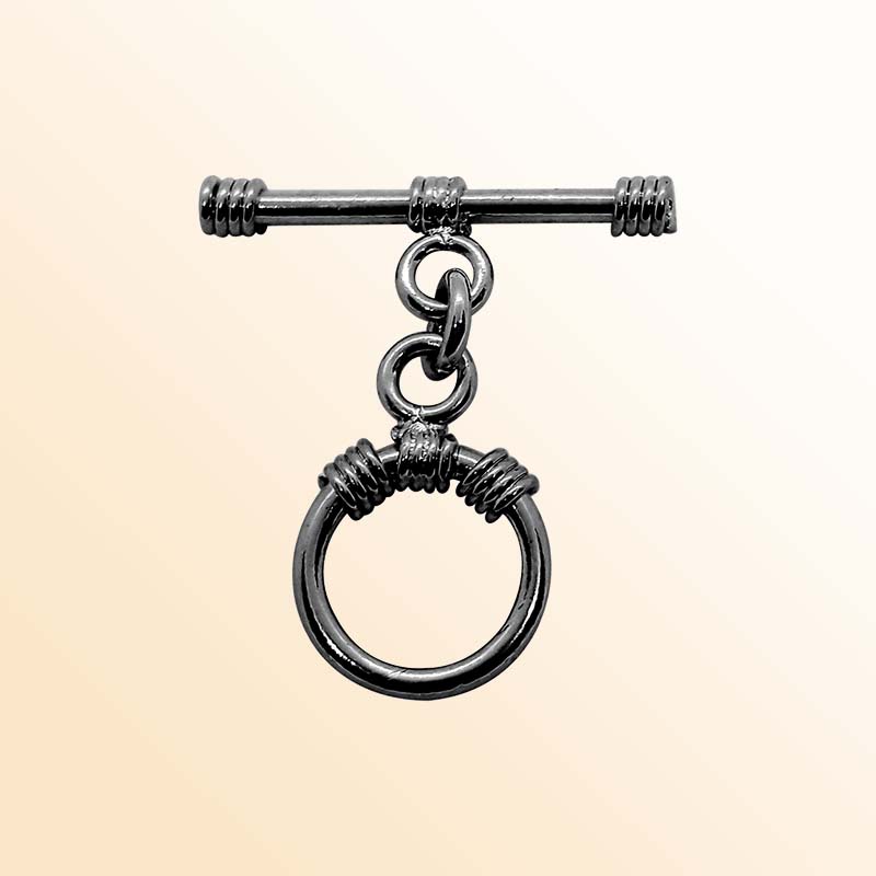 Black Rhodium Overlay Toggle Clasp India – Handcrafted Wrapped Bar Circular Jewelry Closure