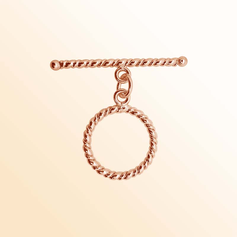 Handcrafted Rose Gold Overlay Toggle Clasp from India with elegant rope design