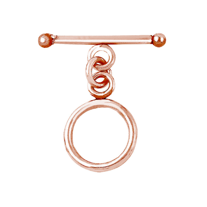 Handcrafted Rose Gold Overlay Toggle Clasp from India with minimalist polished circular design