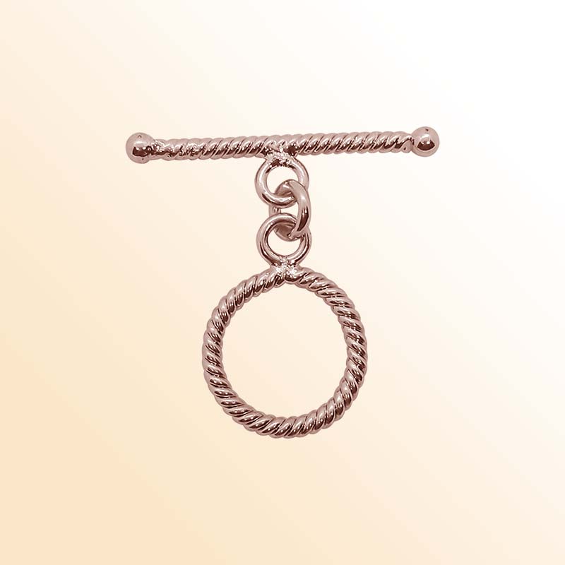Handcrafted Rose Gold Overlay Toggle Clasp from India with rope-style circular design