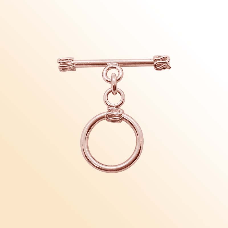 Handcrafted Rose Gold Overlay Toggle Clasp from India with polished decorative design