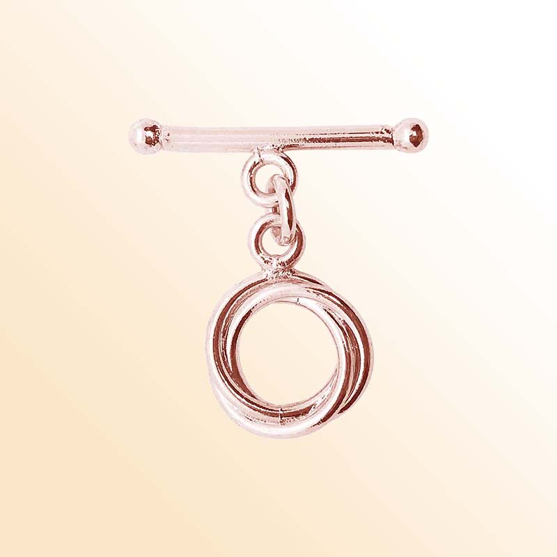 Handcrafted Rose Gold Overlay Toggle Clasp from India with double-ring loop design