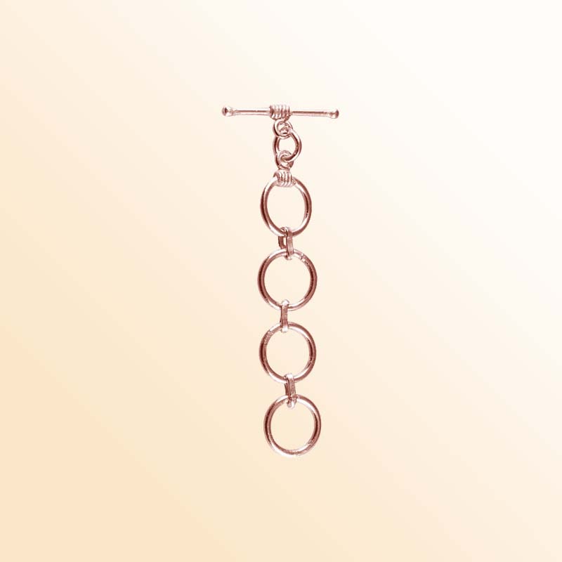 Handcrafted Rose Gold Overlay Toggle Clasp from India with polished multi-ring design